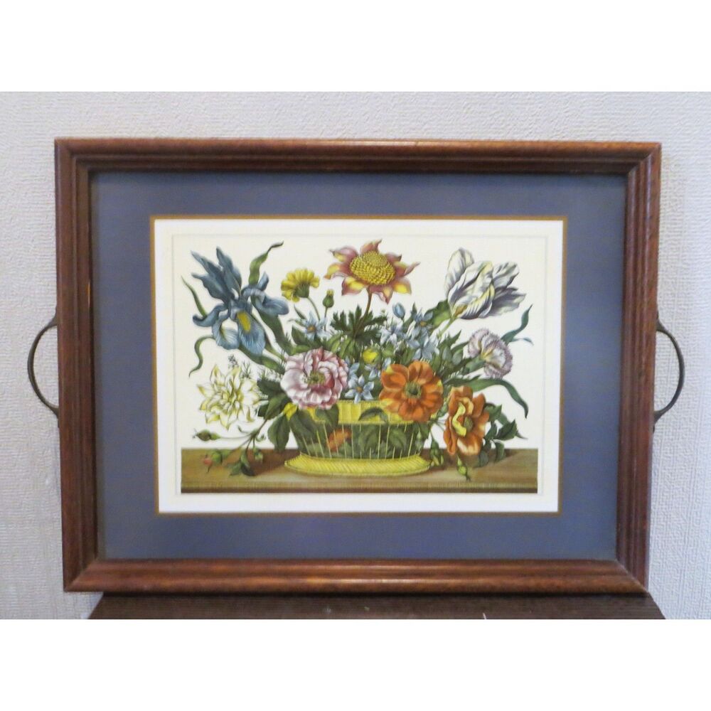 Vintage Pimpernel Floral Tray featuring a Botanical Arrangement Print